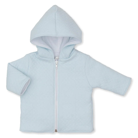 Pima Cotton Jacquard Zip Jacket - Blue