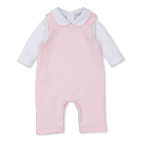 Pima Cotton Jacquard Overall Set - Pink