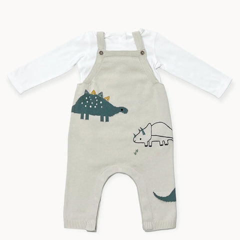 Organic Cotton Knit Overall Set - Dinos