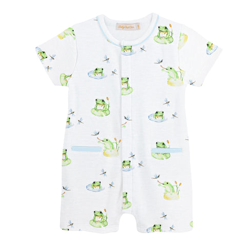 Pima Cotton Short Sleeve Romper - Frogs